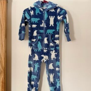 Kids Polar Bear Print Footie Pajamas